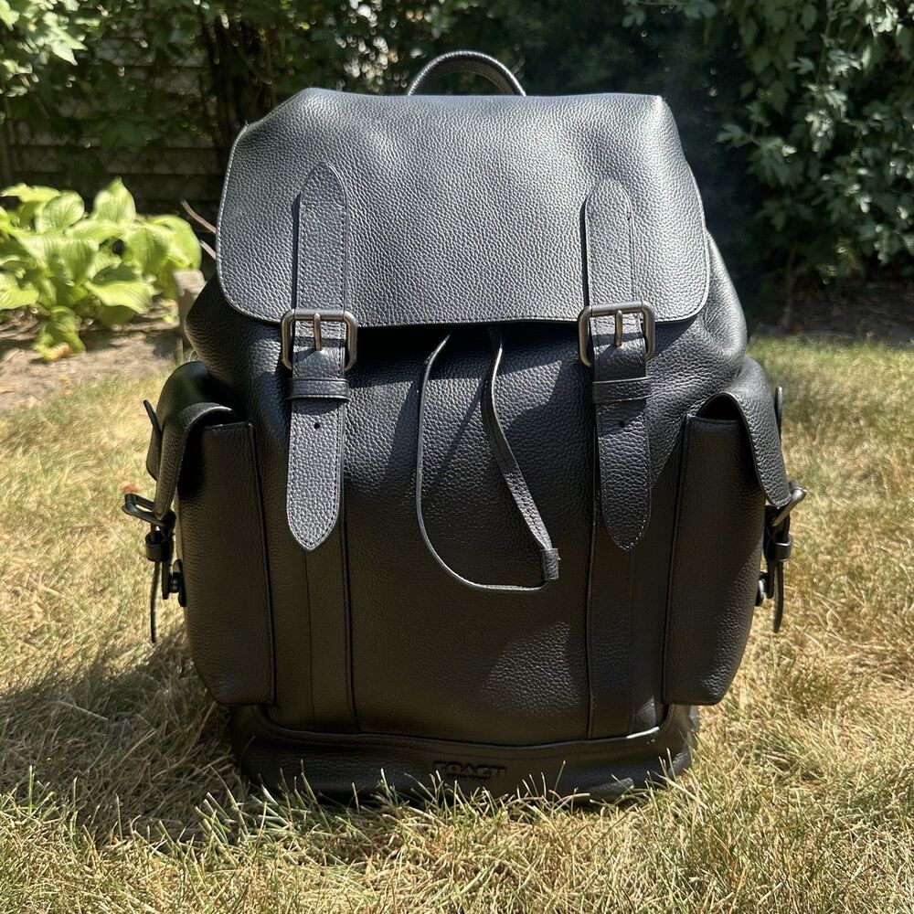 Coach Hudson Backpack 89896 Black Leather Bag Mens